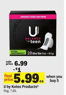 Meijer U by Kotex Products offer