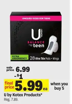 Meijer U by Kotex Products offer