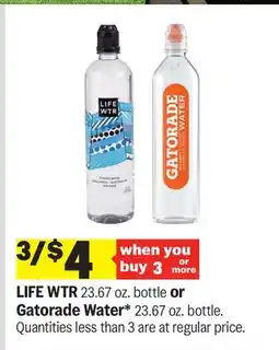 Meijer LIFE WTR 23.67 oz. bottle or Gatorade Water* 23.67 oz. bottle offer