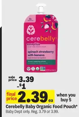 Meijer Cerebelly Baby Organic Food Pouch offer