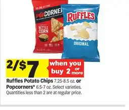 Meijer Ruffles Potato Chips 7.25-8.5 oz. or Popcorners* 6.5-7 oz offer