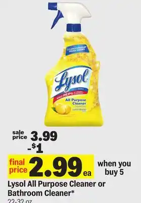 Meijer Lysol All Purpose Cleaner or Bathroom Cleaner offer