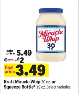 Meijer Kraft Miracle Whip 30 oz. or Squeeze Bottle* 19 oz offer