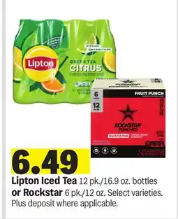 Meijer Lipton Iced Tea 12 pk./16.9 oz. bottles or Rockstar 6 pk./12 oz offer