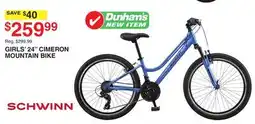 Dunham's Sports SCHWINN GIRLS' 24 CIMERON MOUNTAIN BIKE offer