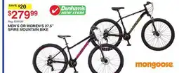 Dunham's Sports MONGOOSE MEN'S OR WOMEN'S 27.5 SPIRE MOUNTAIN BIKE offer