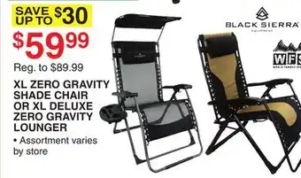 Dunham's Sports XL ZERO GRAVITY SHADE CHAIR OR XL DELUXE ZERO GRAVITY LOUNGER offer