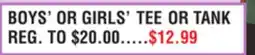 Dunham's Sports BOYS' OR GIRLS' TEE OR TANK offer