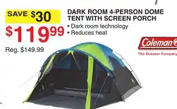 Dunham's Sports DARK ROOM 4-PERSON DOME TENT WITH SCREEN PORCH offer