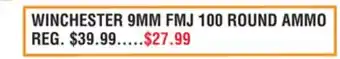 Dunham's Sports WINCHESTER 9MM FMJ 100 ROUND AMMO offer