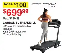 Dunham's Sports PRO-FORM CARBON TL TREADMILL offer