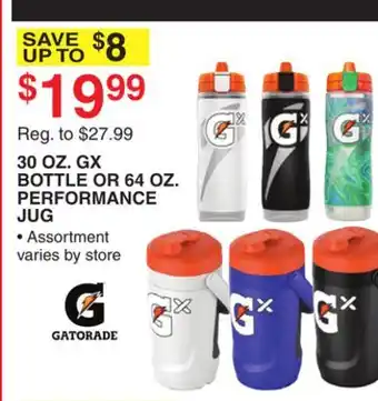 Dunham's Sports GATORADE 30 OZ. GX BOTTLE OR 64 OZ. PERFORMANCE JUG offer