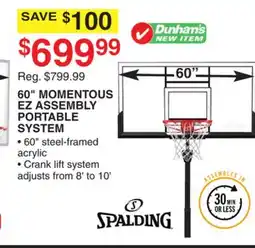 Dunham's Sports 60 MOMENTOUS EZ ASSEMBLY PORTABLE SYSTEM offer