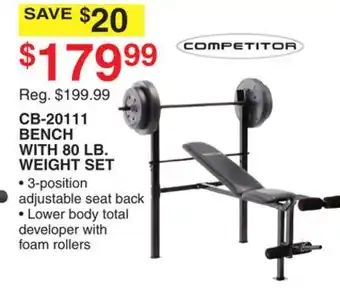 Dunham's Sports CB-20111 BENCH WITH 80 LB. WEIGHT SET offer
