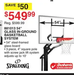 Dunham's Sports 881013 54 GLASS IN-GROUND BASKETBALL SYSTEM offer