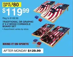 Dunham's Sports TRADITIONAL OR GRAPHIC 2' X 4' WOOD CORNHOLE BOARD SET offer