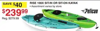 Dunham's Sports PELICAN RISE 100X SIT-IN OR SIT-ON KAYAK offer