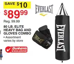 Dunham's Sports 80 LB. ELITE HEAVY BAG AND GLOVES COMBO offer