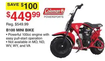 Dunham's Sports B100 MINI BIKE offer