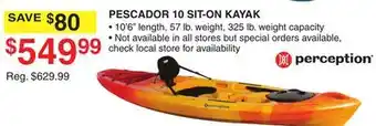 Dunham's Sports PESCADOR 10 SIT-ON KAYAK offer