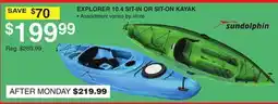 Dunham's Sports EXPLORER 10.4 SIT-IN OR SIT-ON KAYAK offer