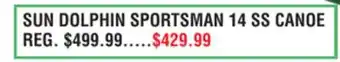 Dunham's Sports SUN DOLPHIN SPORTSMAN 14 SS CANOE offer
