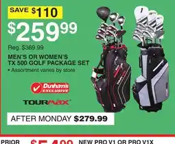 Dunham's Sports MEN'S OR WOMEN'S TX 500 GOLF PACKAGE SET offer