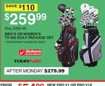 Dunham's Sports MEN'S OR WOMEN'S TX 500 GOLF PACKAGE SET offer