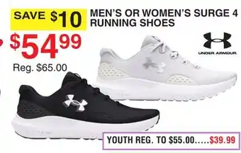 Dunham's Sports UNDER ARMOUR MEN'S OR WOMEN'S SURGE 4 RUNNING SHOES offer