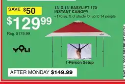Dunham's Sports YOLI 13' X 13' EASYLIFT 170 INSTANT CANOPY offer