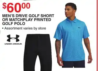 Dunham's Sports MEN'S DRIVE GOLF SHORT OR MATCHPLAY PRINTED GOLF POLO offer