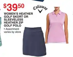 Dunham's Sports CALLAWAY WOMEN'S HEATHER GOLF SKORT OR SLEEVELESS HEATHER ZIP GOLF POLO offer