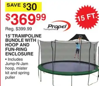 Dunham's Sports 15' TRAMPOLINE BUNDLE WITH HOOP AND FUN-RING ENCLOSURE offer