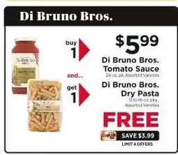 ShopRite Di Bruno Bros. Tomato Sauce and Dry Pasta offer