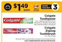 ShopRite Colgate Toothpaste / Colgate ZigZag Toothbrush offer