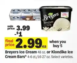 Meijer Breyers Ice Cream or Klondike Ice Cream Bars offer