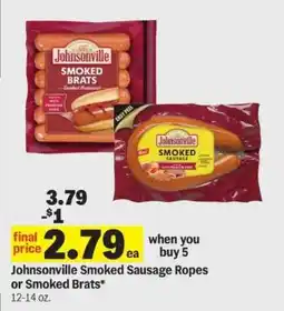 Meijer Johnsonville Smoked Sausage Ropes or Smoked Brats offer