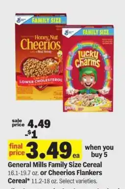 Meijer General Mills Family Size Cereal or Cheerios Flankers Cereal offer