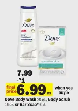 Meijer Dove Body Wash, Body Scrub or Bar Soap offer