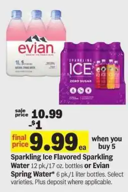 Meijer Sparkling Ice Flavored Sparkling Water or Evian Spring Water offer