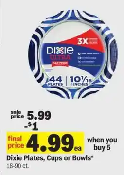 Meijer Dixie Plates, Cups or Bowls offer