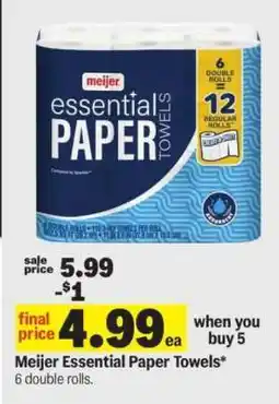 Meijer Meijer Essential Paper Towels offer