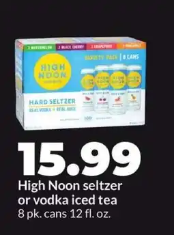 Hy-Vee High Noon seltzer or vodka iced tea offer