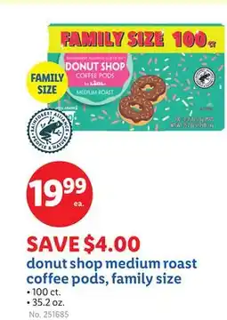 Lidl donut shop medium roast coffee pods, family size offer