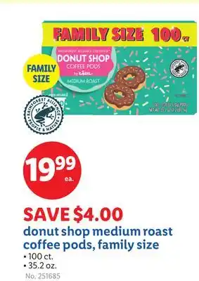 Lidl donut shop medium roast coffee pods, family size offer