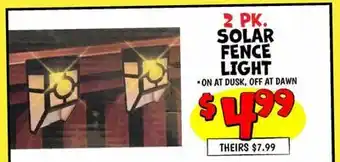 Ollie's 2 PK. SOLAR FENCE LIGHT offer