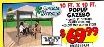 Ollie's 10 FT. X 10 FT. POPUP GAZEBO offer