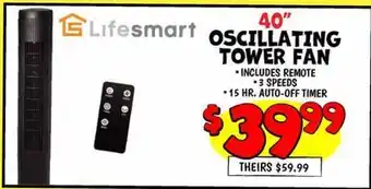 Ollie's Lifesmart 40 OSCILLATING TOWER FAN offer