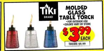 Ollie's MOLDED GLASS TABLE TORCH offer