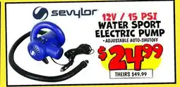 Ollie's 12V /15 PSI WATER SPORT ELECTRIC PUMP offer